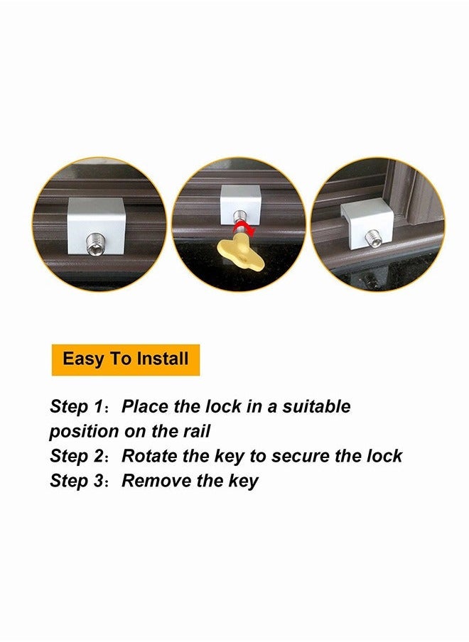 Generic - 4Pcs Sliding Window Lock Adjustable Aluminum Window Door Picture Frame Lock With Key Child Safety Lock Suitable For Office Home And Public Places - Image 1