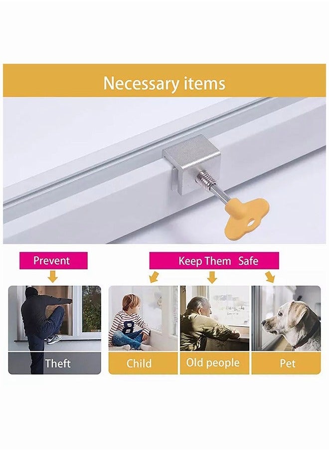 Generic - 4Pcs Sliding Window Lock Adjustable Aluminum Window Door Picture Frame Lock With Key Child Safety Lock Suitable For Office Home And Public Places - Image 1
