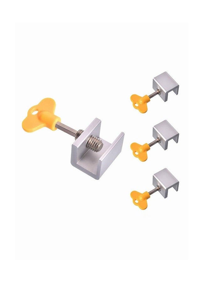 Generic - 4Pcs Sliding Window Lock Adjustable Aluminum Window Door Picture Frame Lock With Key Child Safety Lock Suitable For Office Home And Public Places - Image 1