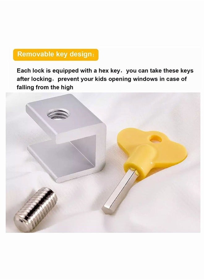Generic - 4Pcs Sliding Window Lock Adjustable Aluminum Window Door Picture Frame Lock With Key Child Safety Lock Suitable For Office Home And Public Places - Image 1