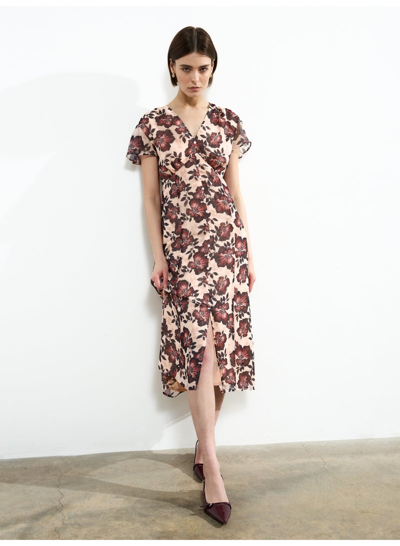 فرنش كونكشن فستان شاي بأكمام فراشة إليس - Image 1