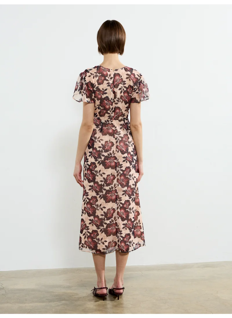فرنش كونكشن Flared Polyester Mid-Calf Dress