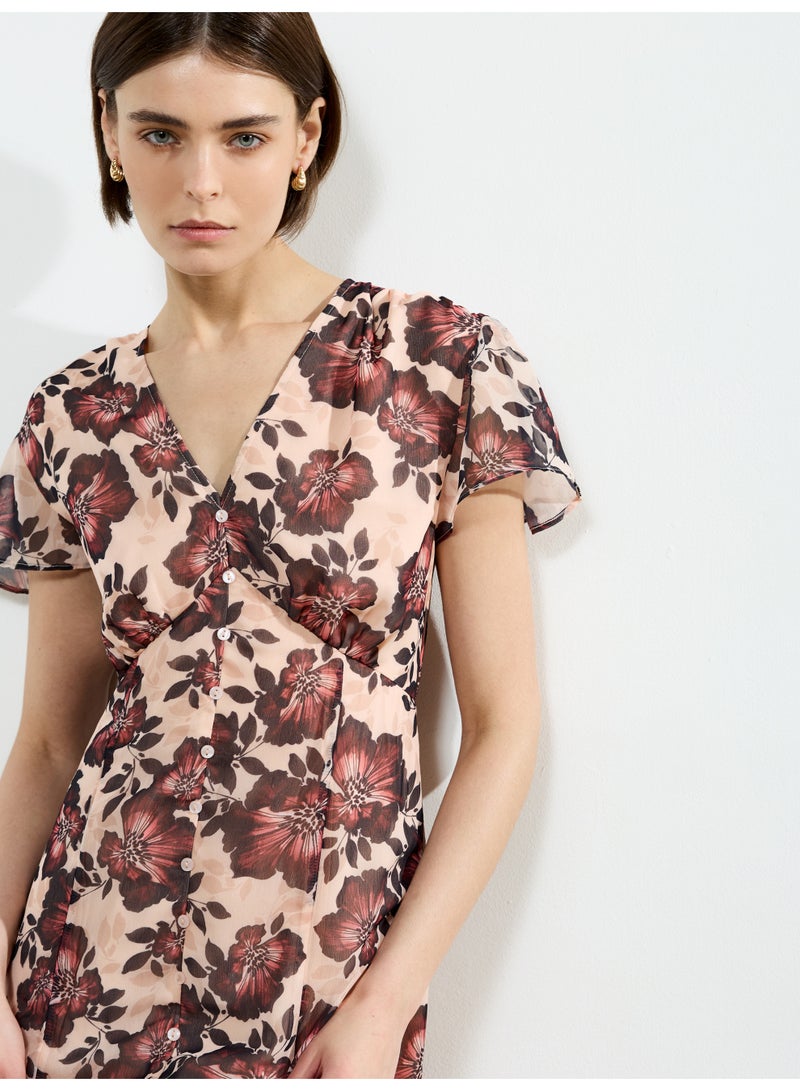 فرنش كونكشن فستان شاي بأكمام فراشة إليس - Image 3