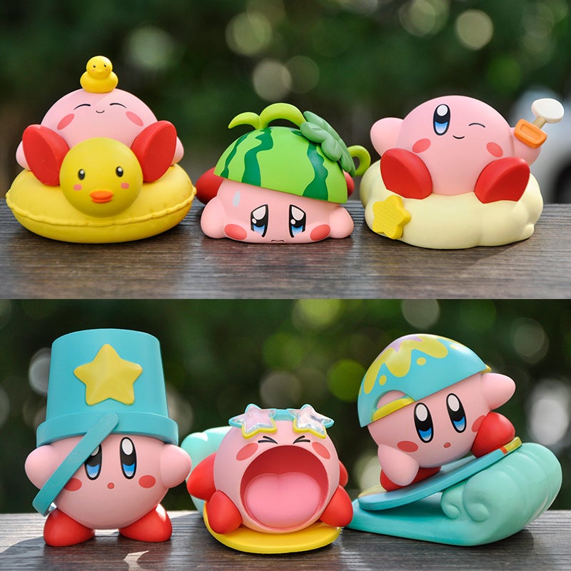 Q Version Anime Surfing Kirby Figure Model Cute Kawaii Room Desktop Car Decoration Ornament - Image 1