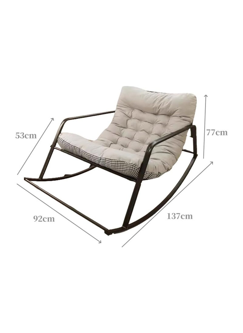 YQbest Upholstered Rocking Chair Oversized, Indoor Rocker Chair with Footrest and Detachable Padded Cushion&Metal Frame,Floor Chair Lazy Sofa Chair Lounge Chair for Balcony,Garden,Backyard,Grey  - Image 3