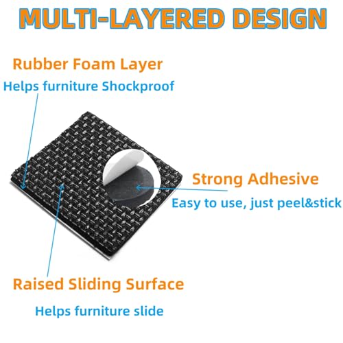 Furnigear 129 Pieces Furniture Pads Heavy Duty Adhesive Furniture Pads -Furnigear Best Chair Leg Pads Assorted Sizes Protect Your Hardwood & Laminate Flooring Black - Image 3