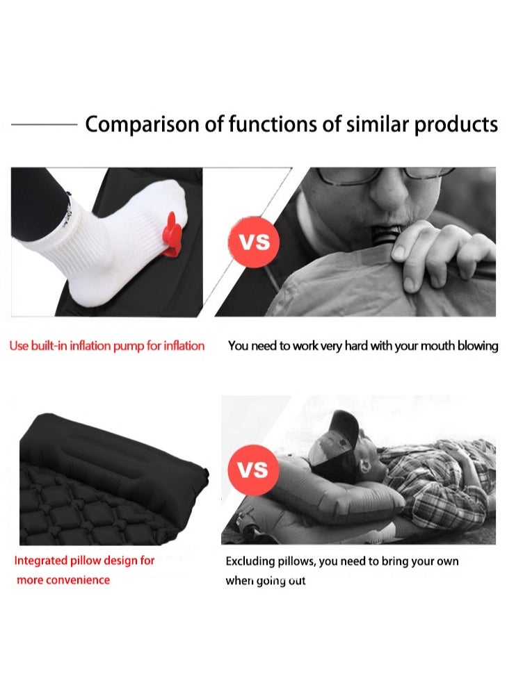 XiuWoo Ultralight Inflatable Sleeping Mat, Foldable Camping Sleeping Pad, Outdoor Waterproof Camping Air Mattress with Pillow, Pump, Storage Bag for Camping, Backpacking, Hiking, Tent Traveling  - Image 3