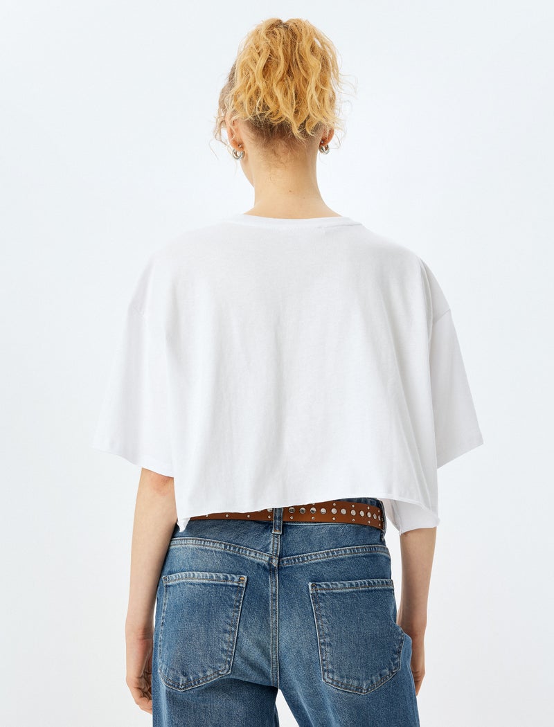 KOTON Embroidered Crop T-Shirt - Image 4