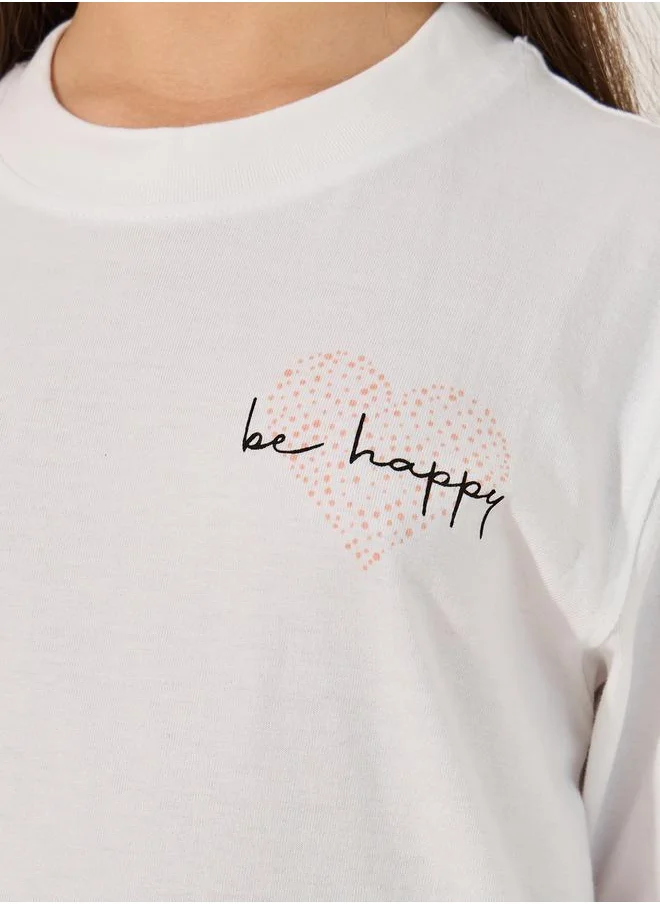 Styli Typography Print T-Shirt and Drawstring Pyjama Set