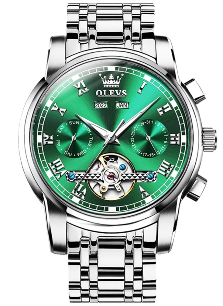 OLEVS OLEVS Watches Men Automatic,Self Winding Skeleton Watches for Men Tourbillon,Stainless Steel  - Image 1