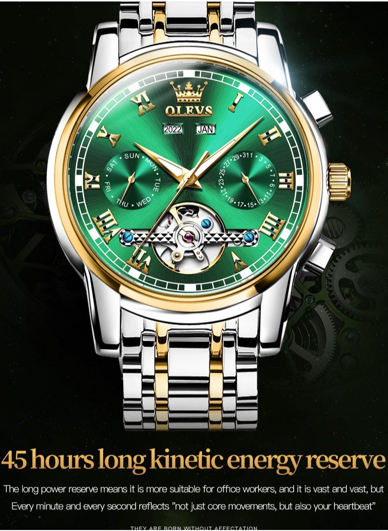 OLEVS OLEVS Watches Men Automatic,Self Winding Skeleton Watches for Men Tourbillon,Stainless Steel  - Image 5