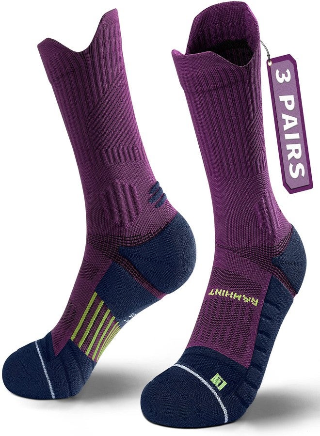 Rahhint Coolmax Compression Running Socks 3 Pairs, Cushion Crew Socks, Anti-Blister Moisture Wicking Athletic Hiking Socks - Image 1