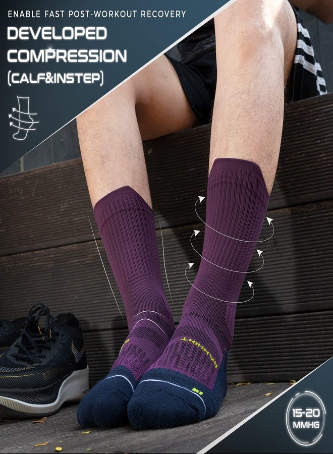 Rahhint Coolmax Compression Running Socks 3 Pairs, Cushion Crew Socks, Anti-Blister Moisture Wicking Athletic Hiking Socks - Image 4