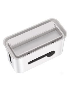 Generic Cable Management Box, Cord Organizer Box, Large and Medium Size Cord Box, Cord Hider Box with The Groove to Store The Chargers and Cable to Hide Surge Protector Cover on Desk or Floor (White)  - Image 1