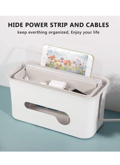 Generic Cable Management Box, Cord Organizer Box, Large and Medium Size Cord Box, Cord Hider Box with The Groove to Store The Chargers and Cable to Hide Surge Protector Cover on Desk or Floor (White)  - Image 2