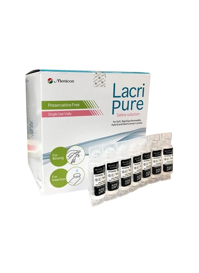 Menicon Menicon LacriPure Saline Contact Lens Solution, For Lens Rinse & Insertion, 98 Vials, 5ml  - Image 1