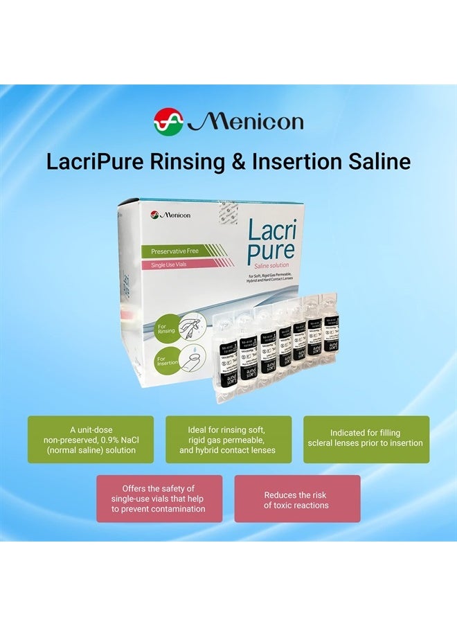 Menicon Menicon LacriPure Saline Contact Lens Solution, For Lens Rinse & Insertion, 98 Vials, 5ml  - Image 2