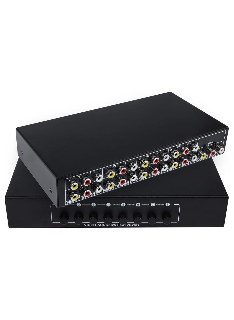 Chunghop CHUNGHOP 8 Ports Composite 3 RCA Video Audio AV Switcher Box, 8 Way Selector Switch, 8 in 1 Out 8x1 for HDTV LCD DVD Game Consoles  - Image 1