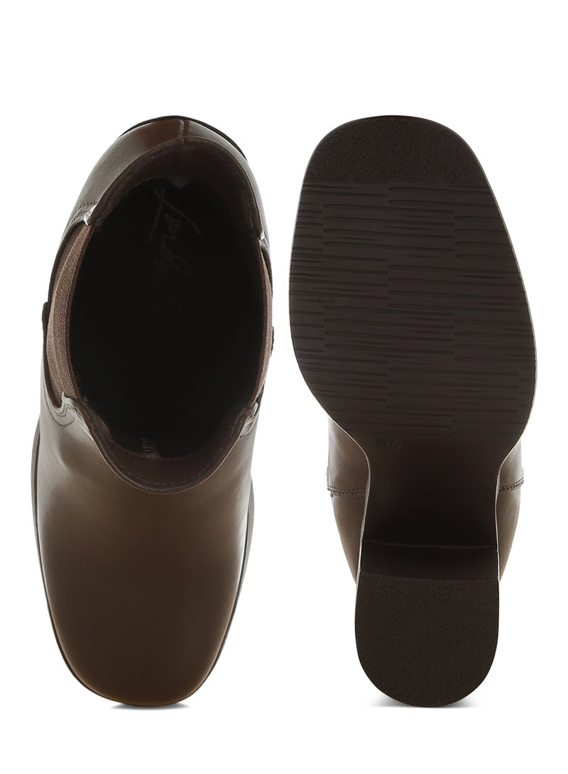 London Rag Women's Faux Leather Chelsea Boots In Brown - Image 5