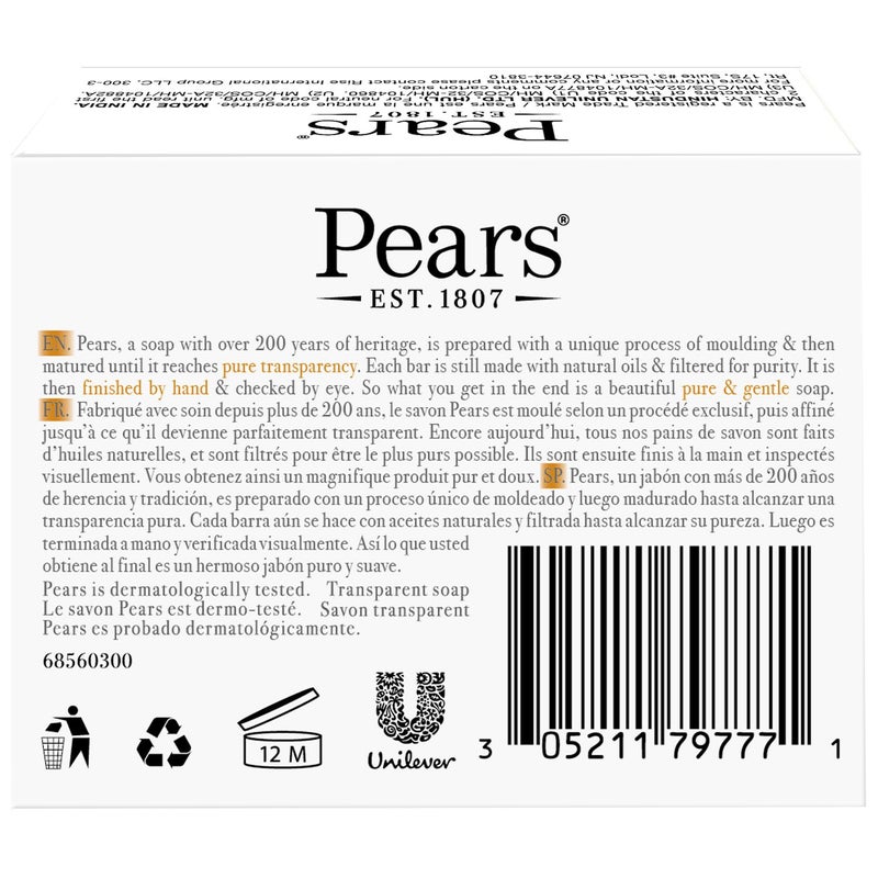 Pears Soap, Pure & Gentle with Natural Oils, 2-Pack â€“ Transparent Amber Glycerin Soap for Pampered, Glowing Skin, 3.53 Oz Ea - Image 2