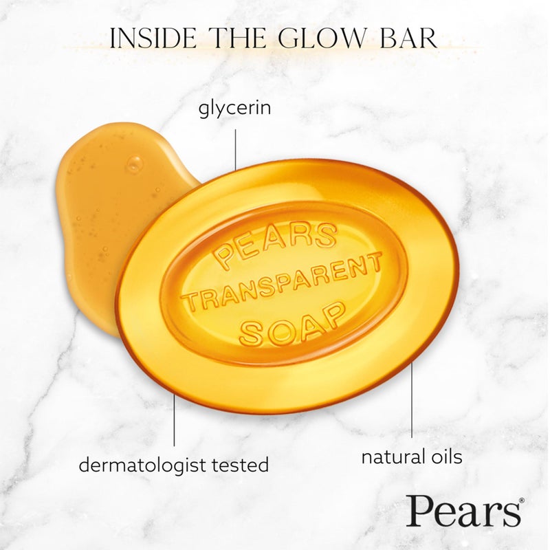 Pears Soap, Pure & Gentle with Natural Oils, 2-Pack â€“ Transparent Amber Glycerin Soap for Pampered, Glowing Skin, 3.53 Oz Ea - Image 3