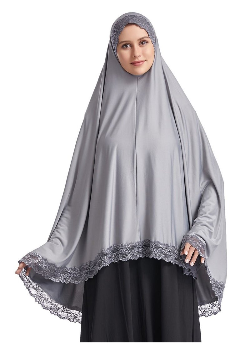 Loquat Women's Solid Color Hijab Stretch Long Scarf Grey  - Image 1