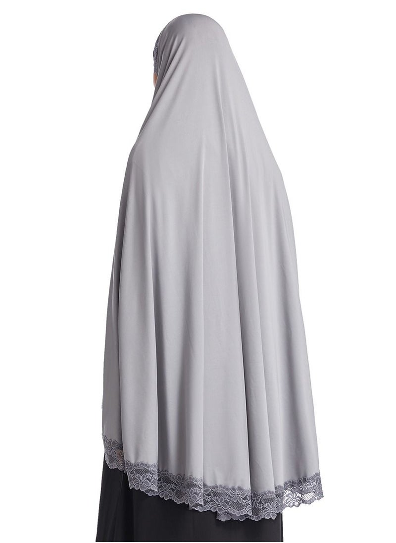 Loquat Women's Solid Color Hijab Stretch Long Scarf Grey  - Image 2