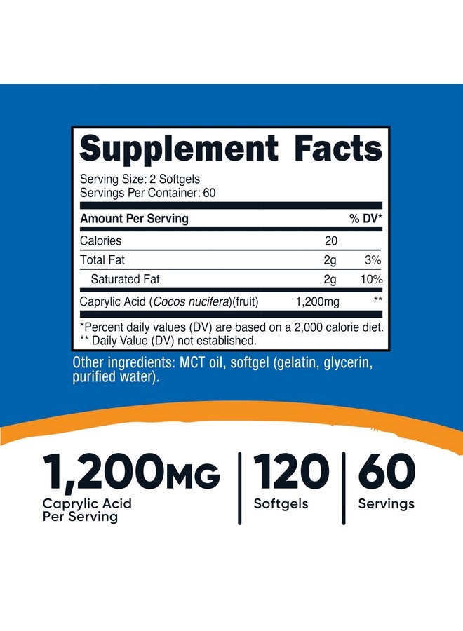 Nutricost حمض الكابريليك من نوتريكوست 1200 ملغ، 120 كبسولة لينة - Image 2