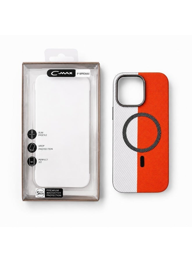 Cmax Luxury MagSafe Case with Metal Camera Protection for iPhone 16 Pro Max – orange - Image 3