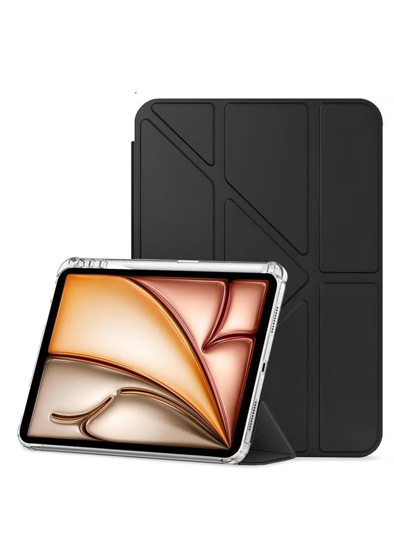 TIGER Apple iPad Air 2025 (7th Generation) M3 13 inch Symmetry 360 Smart Folio Case Cover – Auto Wake/Sleep, Leather Texture & Transparent Back with Built-in Pen Holder – Black - Image 5