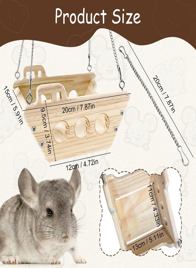 FALESHOS Natural Wood Chinchilla Toy Hammock for Cage Swing, Hanging Chinchilla Bed, Wooden Toys and Cage Accessories, Hut Ledges and Platforms for Indoor Habitat Enrichment - Image 2