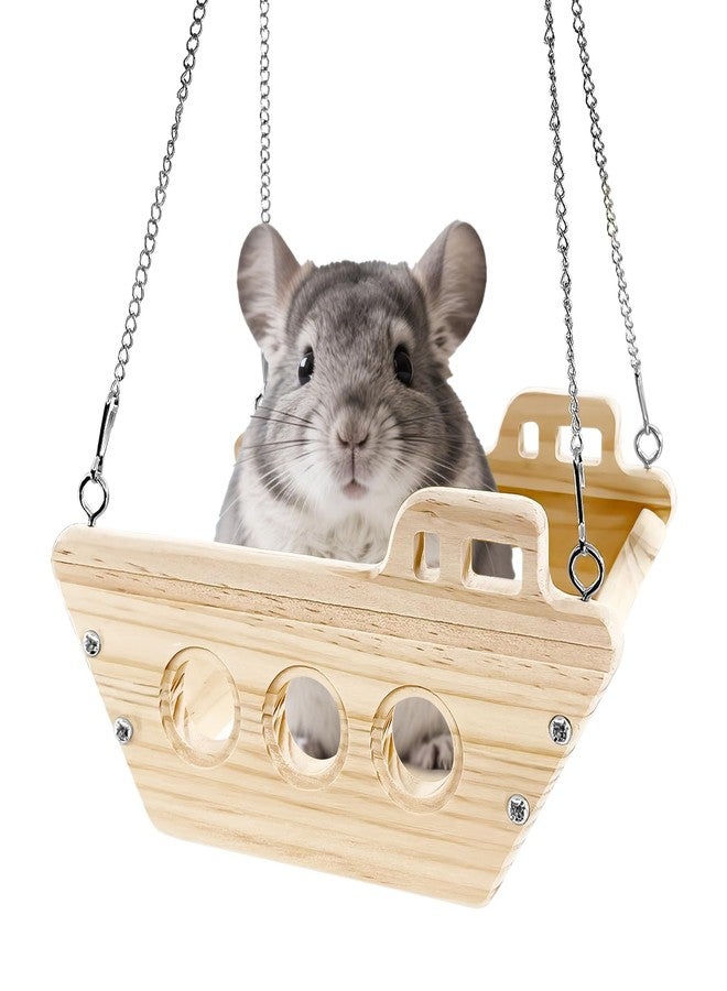 FALESHOS Natural Wood Chinchilla Toy Hammock for Cage Swing, Hanging Chinchilla Bed, Wooden Toys and Cage Accessories, Hut Ledges and Platforms for Indoor Habitat Enrichment - Image 1