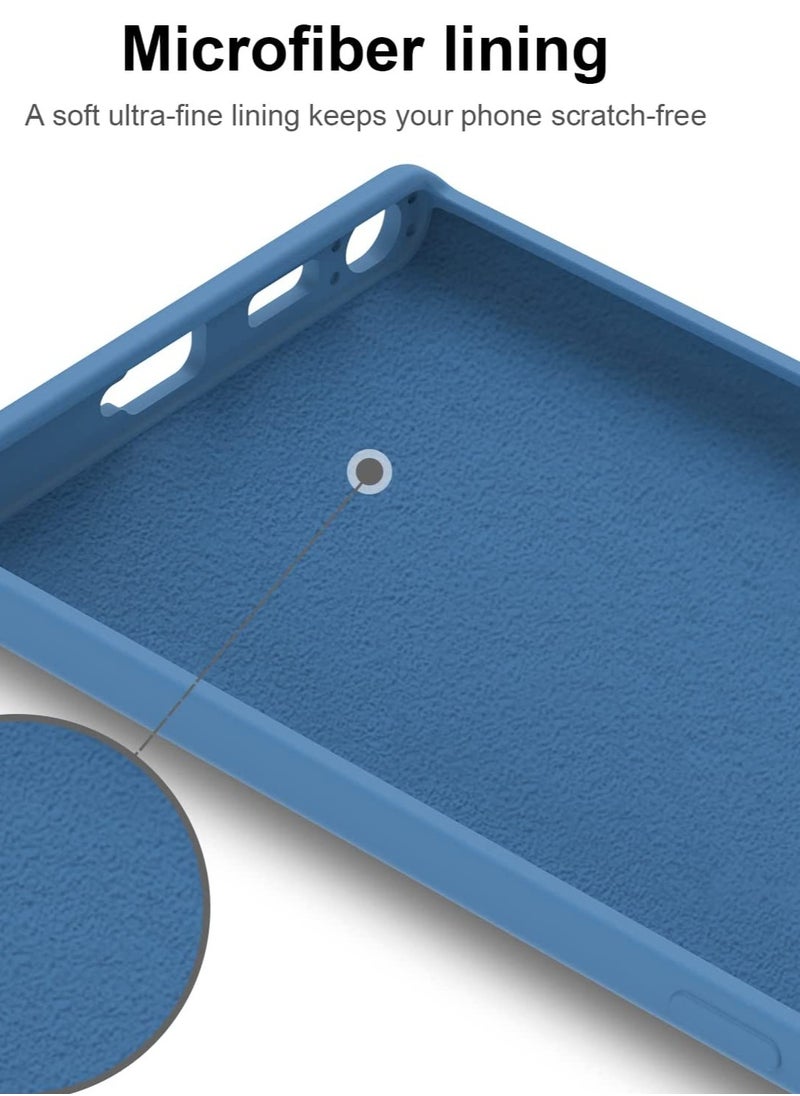 YoYoTech Liquid Silicon Case Shock-Proof Soft Gel Rubber Matte Finish Cover designed for Samsung Galaxy S22 ULTRA 6.80’ (2022)- Blue  - Image 5