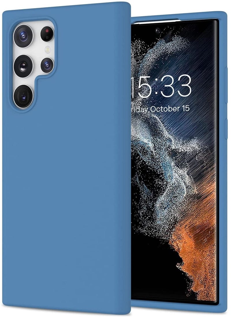 YoYoTech Liquid Silicon Case Shock-Proof Soft Gel Rubber Matte Finish Cover designed for Samsung Galaxy S22 ULTRA 6.80’ (2022)- Blue  - Image 1