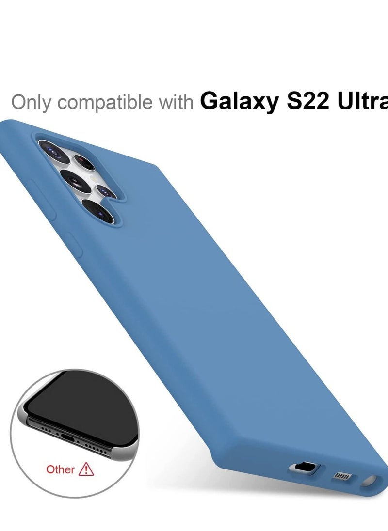 YoYoTech Liquid Silicon Case Shock-Proof Soft Gel Rubber Matte Finish Cover designed for Samsung Galaxy S22 ULTRA 6.80’ (2022)- Blue  - Image 2