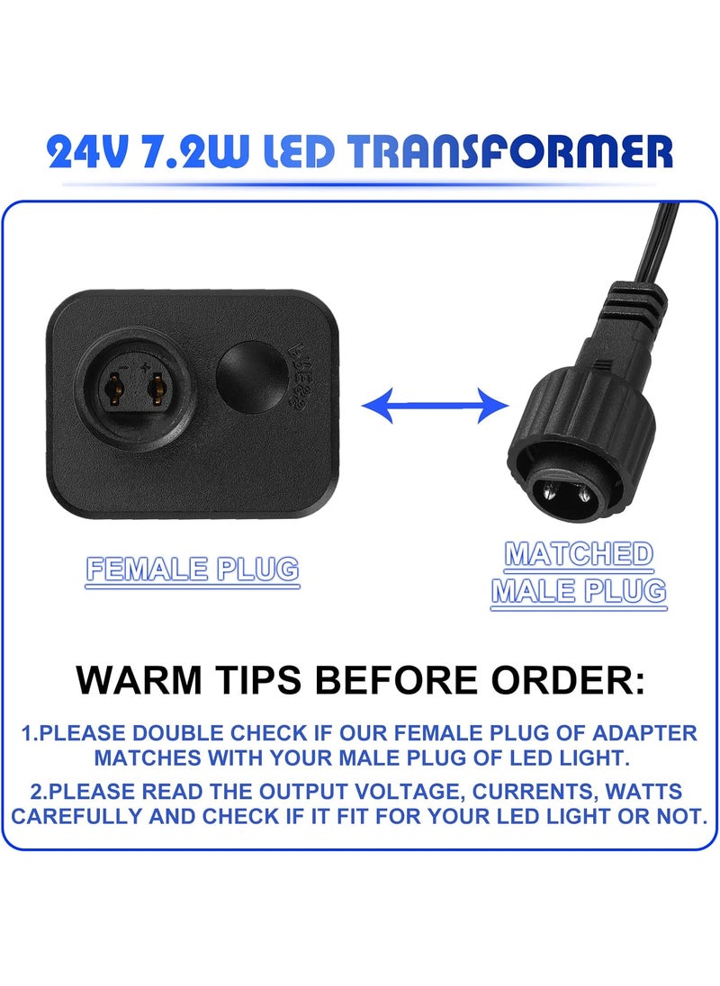 Moukeren 2 Pcs Class 2 Power Supply with 2 Extension Cord LED Transformer Replacement for Christmas String Lights LED Controller IP44 Waterproof Low Voltage Transformer 24v72w 8 Modes  - Image 3