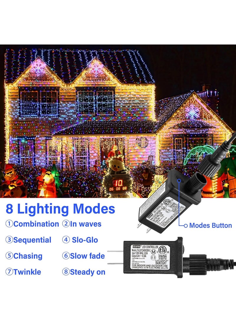 Moukeren 2 Pcs Class 2 Power Supply with 2 Extension Cord LED Transformer Replacement for Christmas String Lights LED Controller IP44 Waterproof Low Voltage Transformer 24v72w 8 Modes  - Image 4