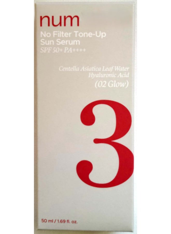 Num No Filter Tone-Up Sun Serum SPF50+ PA+++ 50ml | No.3 Glow | Hydrating Sunscreen with Centella & Hyaluronic Acid - Image 2