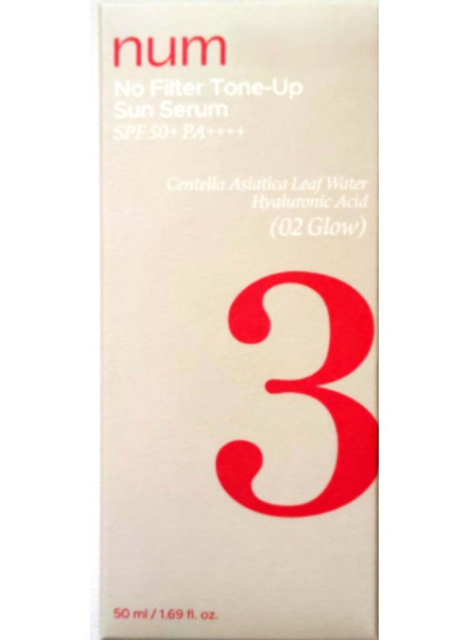 Num No Filter Tone-Up Sun Serum SPF50+ PA+++ 50ml | No.3 Glow | Hydrating Sunscreen with Centella & Hyaluronic Acid - Image 3