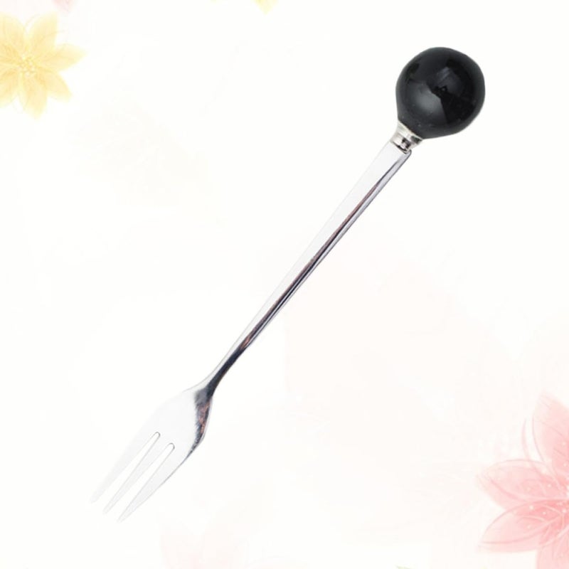 6Pcs Black Ceramic Handle Mini Stainless Steel Dessert Forks For Cake Coffee Ice Cream - Image 5