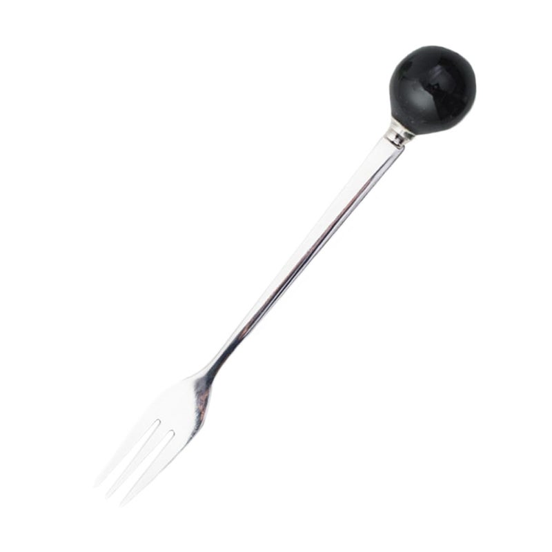 6Pcs Black Ceramic Handle Mini Stainless Steel Dessert Forks For Cake Coffee Ice Cream - Image 2