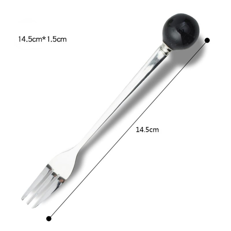 6Pcs Black Ceramic Handle Mini Stainless Steel Dessert Forks For Cake Coffee Ice Cream - Image 3