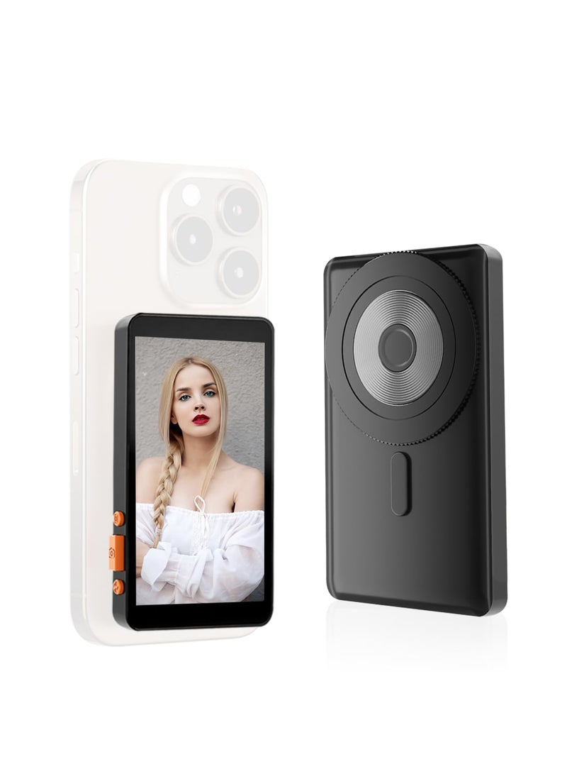 SYOSI Selfie Monitor Screen for i-Phone – Magnetic Mount Wireless Connection, Ideal for Selfie Vlog, Live Streaming, TikTok, YouTube, Compatible with iOS and Android (Black) - Image 1