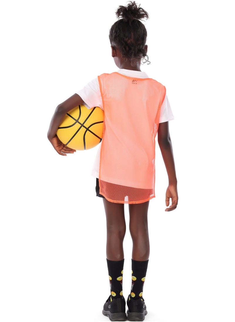 ANJA - Girls' Orange Basketball T-Shirt – Comfortable, Short-Sleeve Double-Layer Design - Image 1
