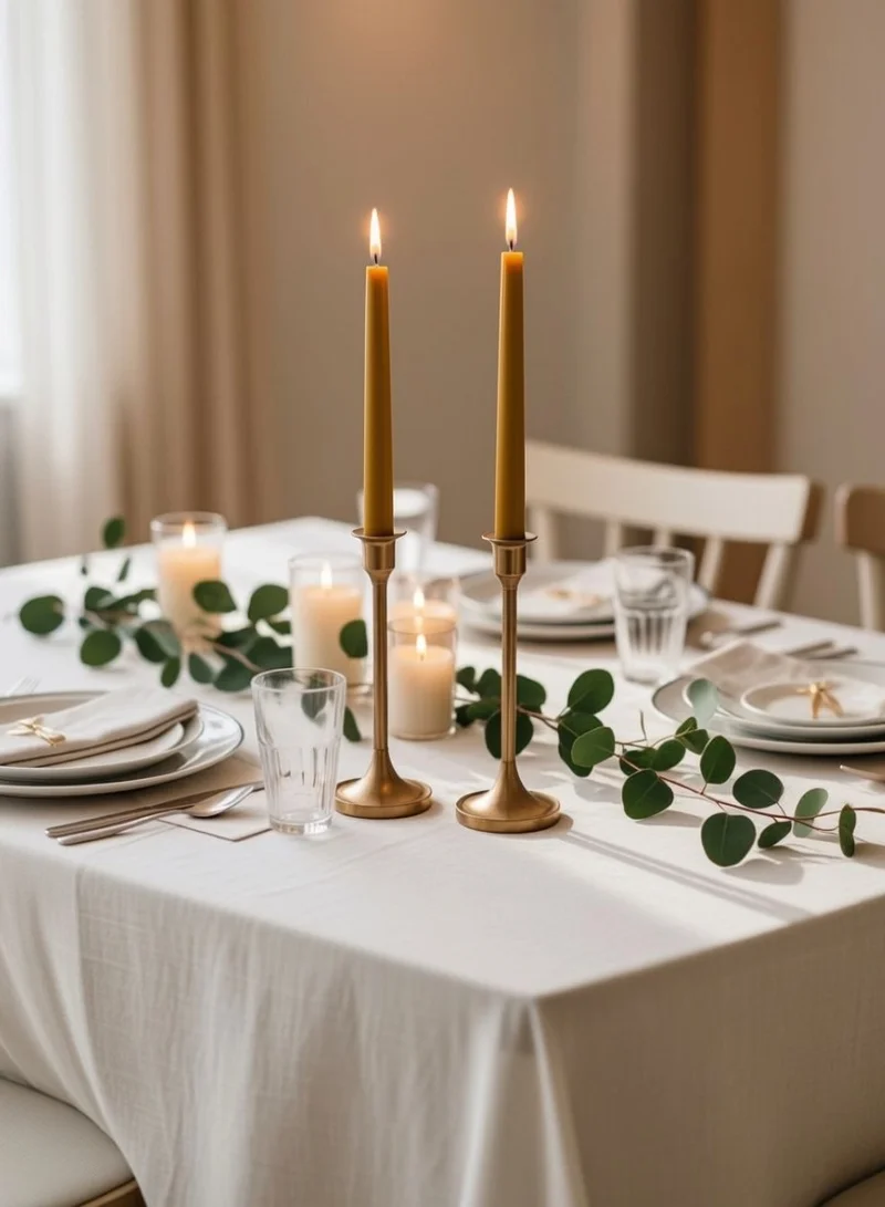 Florence Taper Candles, Unscented Decorative Dinner Candles for Table Decor, Candle Holders, Weddings, Events and Home (Set of 2 Brown )