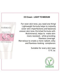 FARMASI Farmasi CC Cream with Multi-Minerals, Pure, Natural and Flawless Finish, Great Results Every Time, Medium to Full Coverage, All-Day Hold, All Skin Types, SPF 25, 50 mL (Light to Medium)  - Image 3