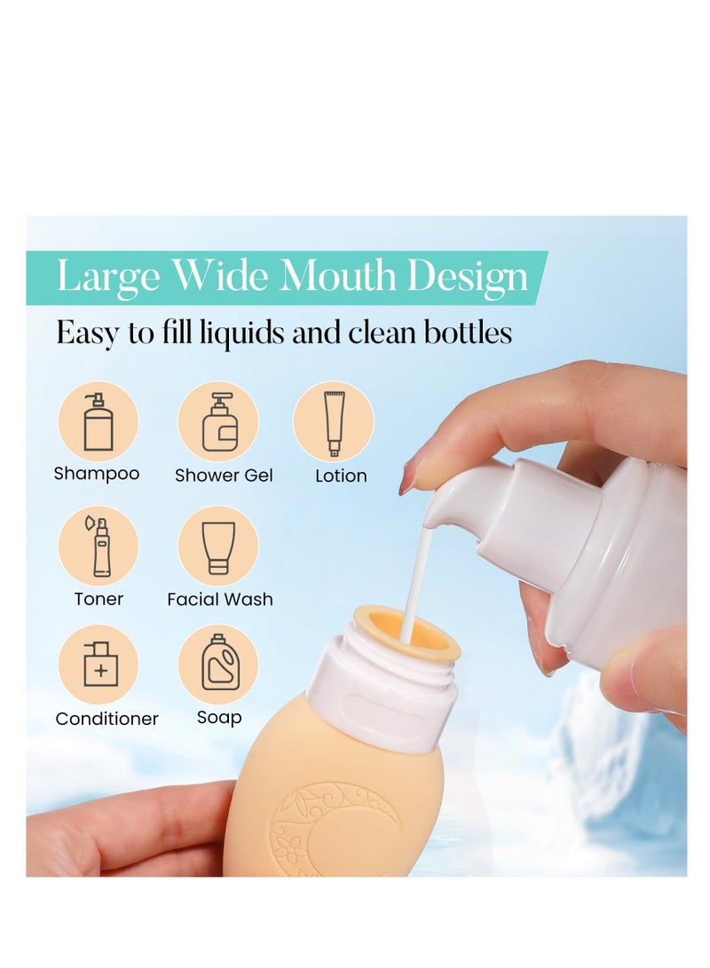 Travel Toiletry Bottles with Silicone Facial Exfoliator Cleansing Brush, 70ml TSA Approved Leak-Proof Squeeze Bottles for Deep Skin Cleaning (Light Orange) - Image 2