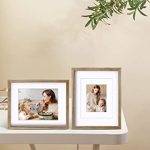 Egofine 11x14 Picture Frames with Plexiglass, Display Pictures 5x7/8x10 with Mat or 11x14 Without Mat Set of 4 for Tabletop and Wall Mounting, Carbonized Brown - Image 5