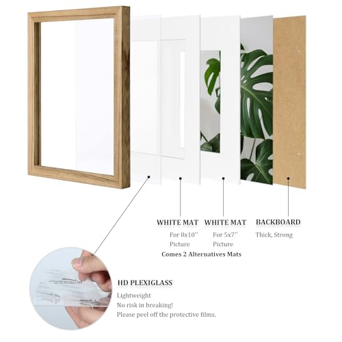 Egofine 11x14 Picture Frames with Plexiglass, Display Pictures 5x7/8x10 with Mat or 11x14 Without Mat Set of 4 for Tabletop and Wall Mounting, Carbonized Brown - Image 4