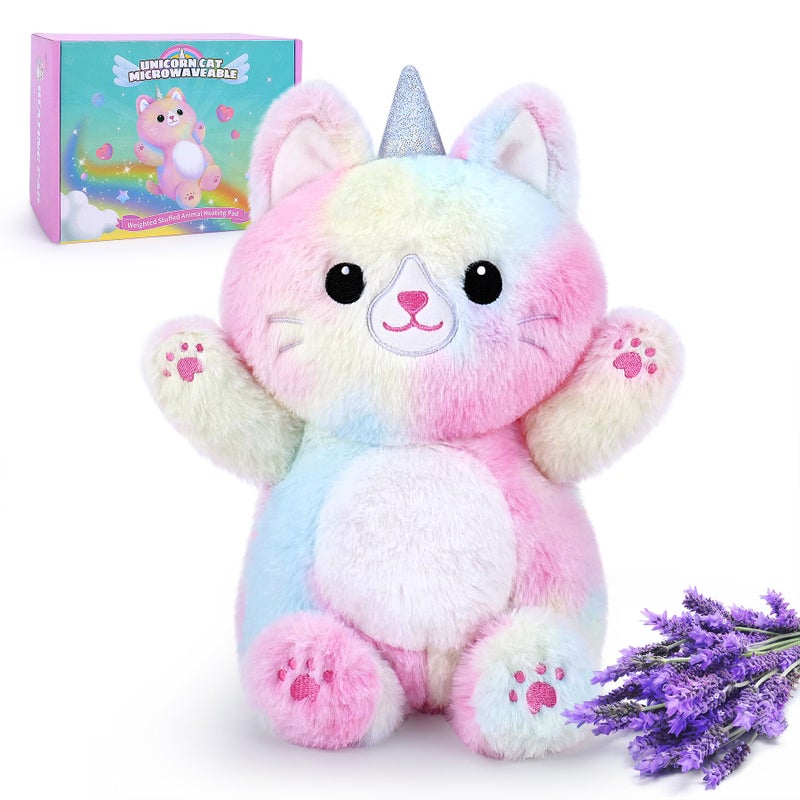 Unicorn Cat Microwavable Heating Pad12lb Heating Pads for CrampsPeriod Pain Relief for Women KidsSoft Pillow Plush ToyHeatable Stuffed AnimalsBedtime Gift for Women Kids with Lavender Scented